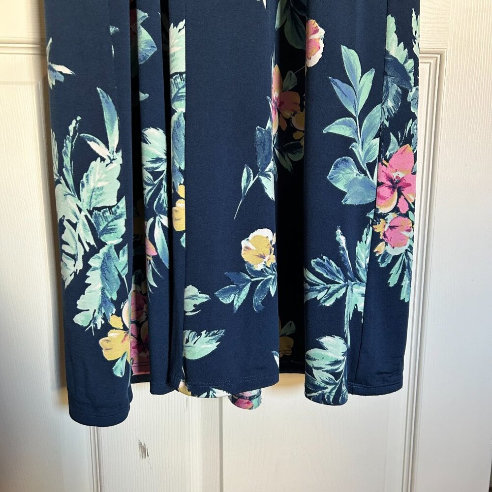 Glamour women maxi dress size 10 blue floral round neck sleeveless cutout gold - Picture 15 of 15